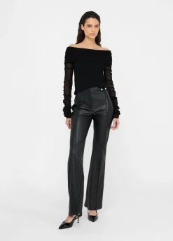 Pantaloni flare in tessuto spalmato