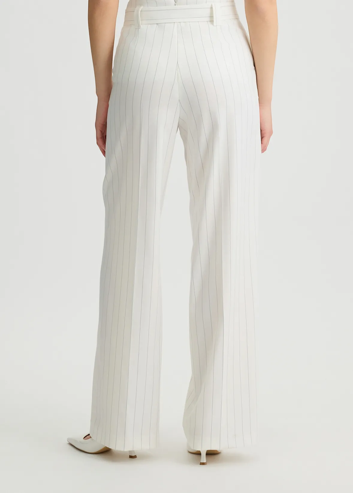 Pantaloni gessati a vita alta