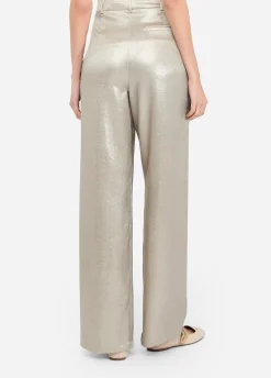 Pantaloni in crêpe laminato