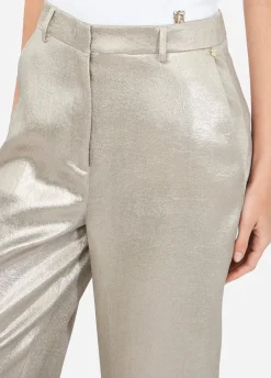 Pantaloni in crêpe laminato