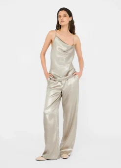 Pantaloni in crêpe laminato