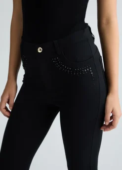 Pantaloni in jersey con strass