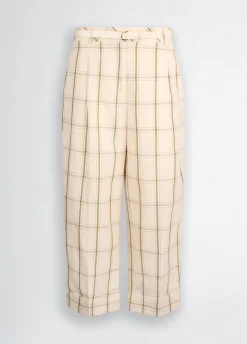 Pantaloni in misto lino check
