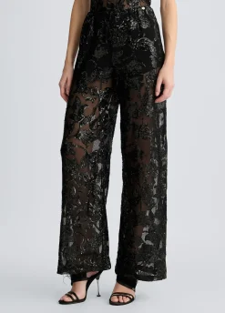 Pantaloni in tulle ricamato