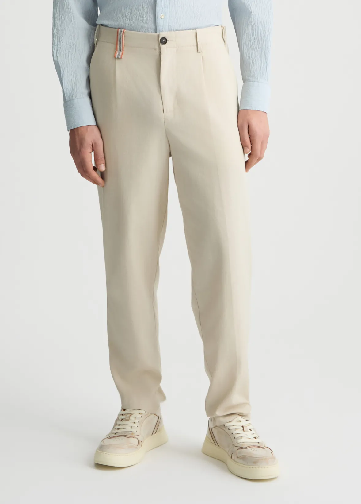 Pantaloni jacquard in misto lino