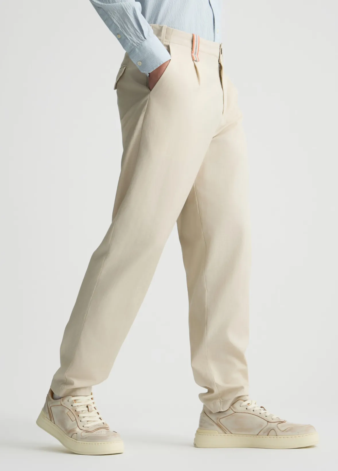 Pantaloni jacquard in misto lino
