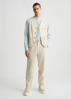 Pantaloni jacquard in misto lino