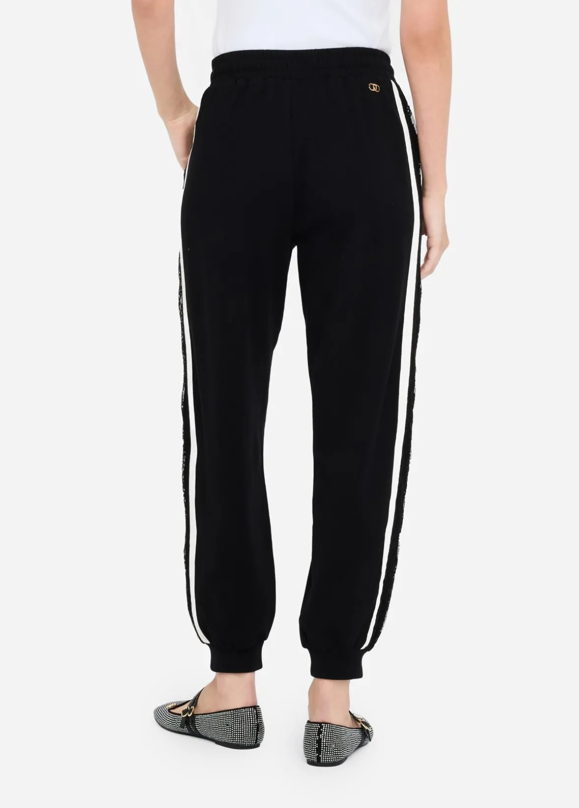 Pantaloni jogging in felpa con pizzo