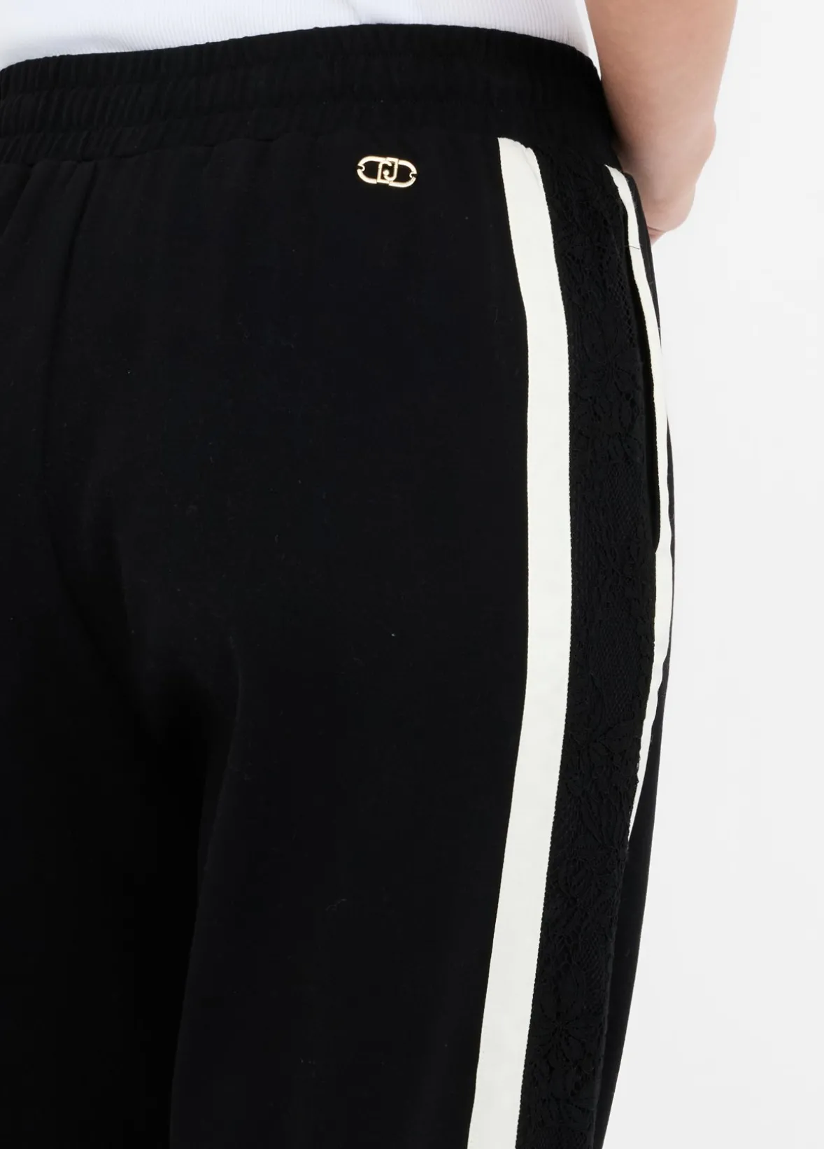 Pantaloni jogging in felpa con pizzo