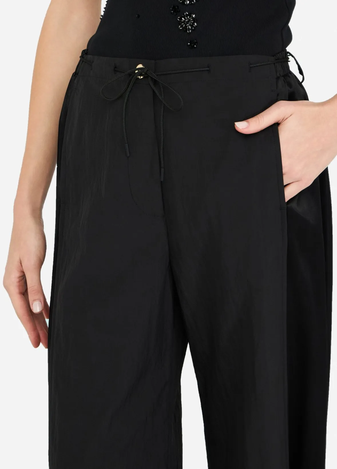 Pantaloni jogging in nylon e raso