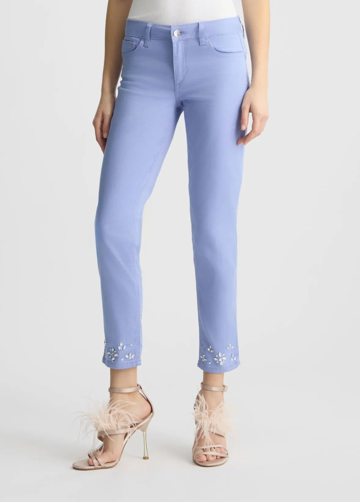 Pantaloni skinny con strass