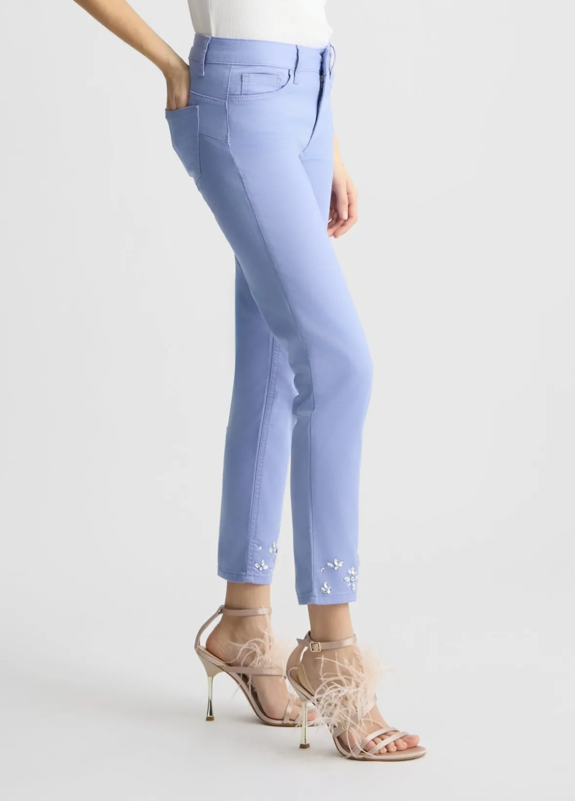 Pantaloni skinny con strass