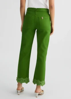 Pantaloni straight con ricamo crochet