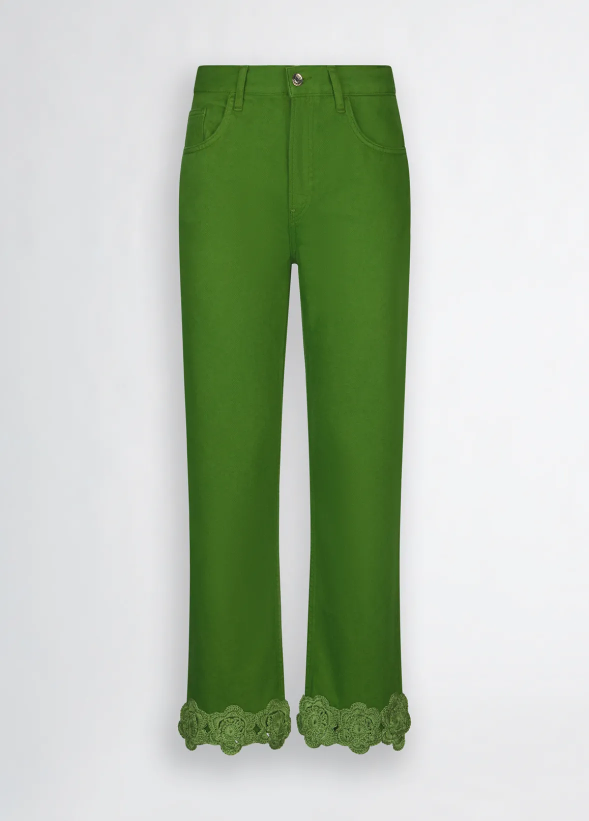 Pantaloni straight con ricamo crochet