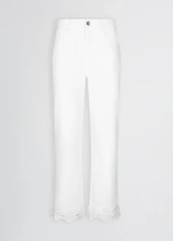 Pantaloni straight con ricamo crochet