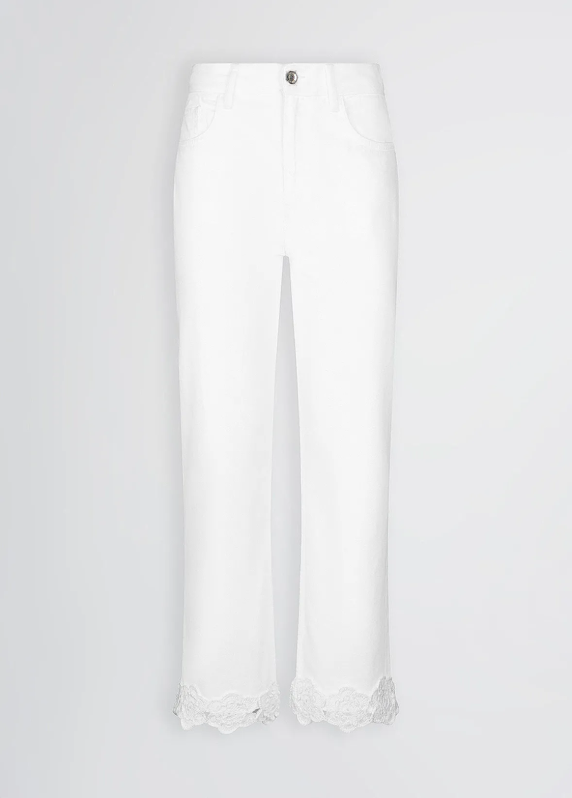 Pantaloni straight con ricamo crochet