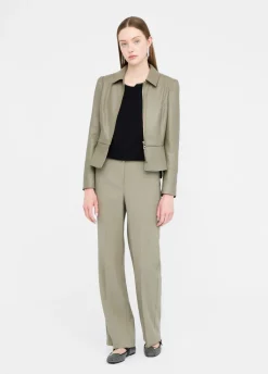 Pantaloni straight in gabardina