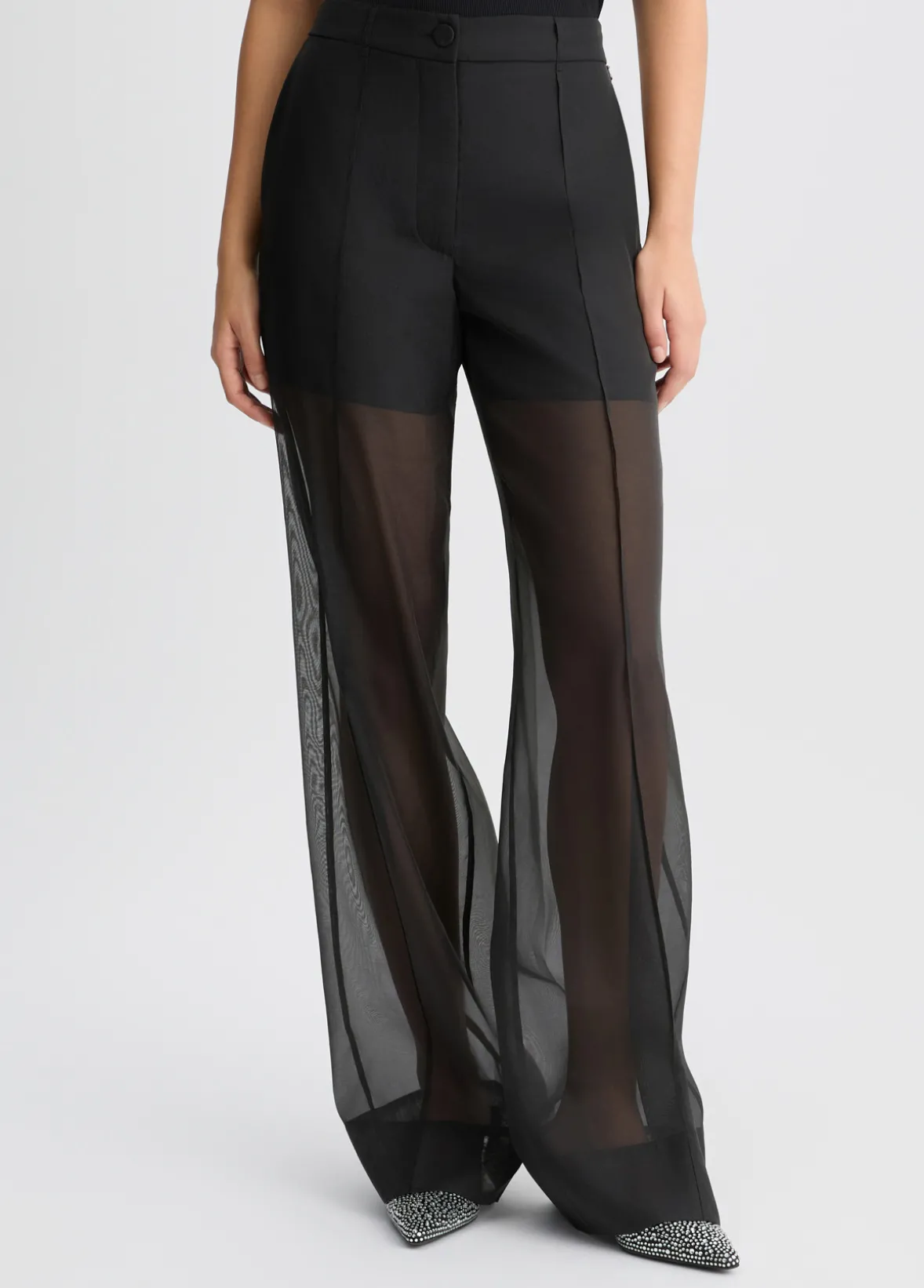 Pantaloni straight in organza