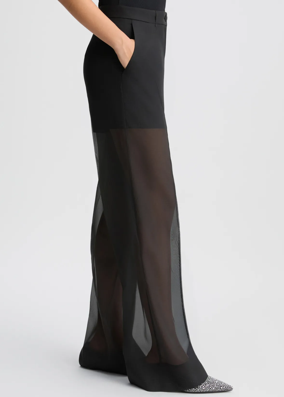 Pantaloni straight in organza