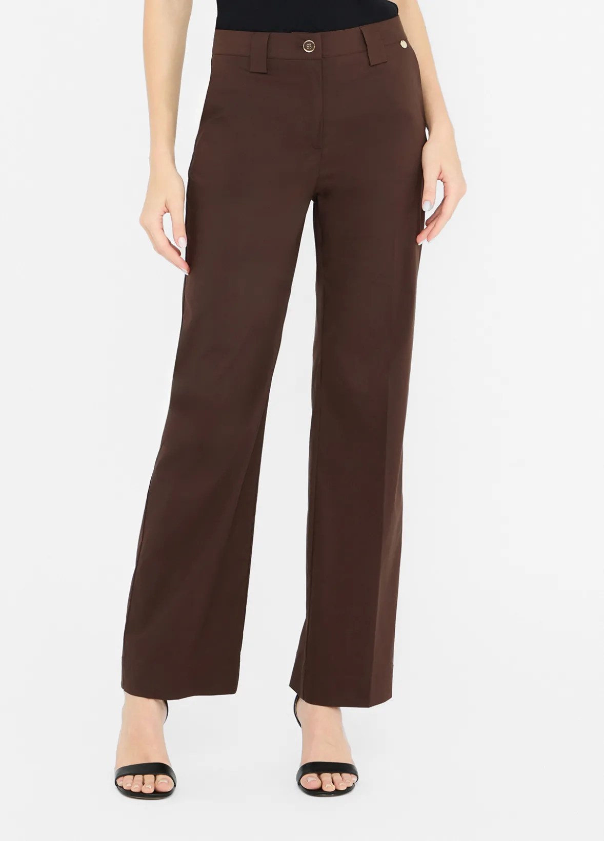 Pantaloni straight in popeline