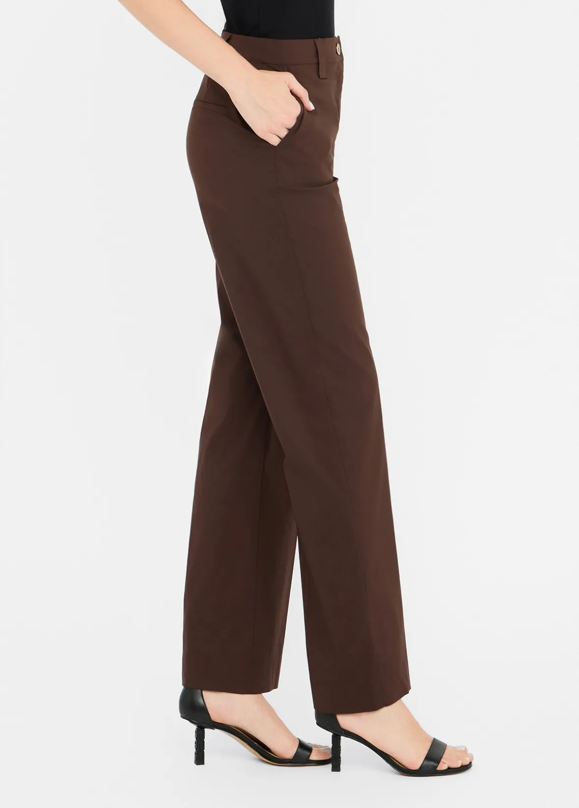 Pantaloni straight in popeline