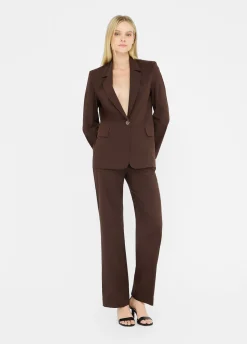 Pantaloni straight in popeline
