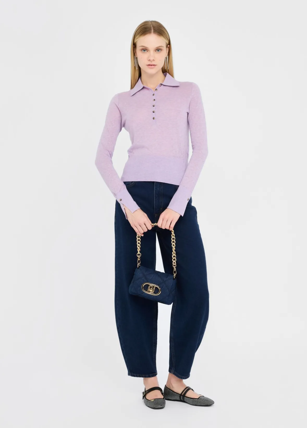 Polo in cotone e cashmere