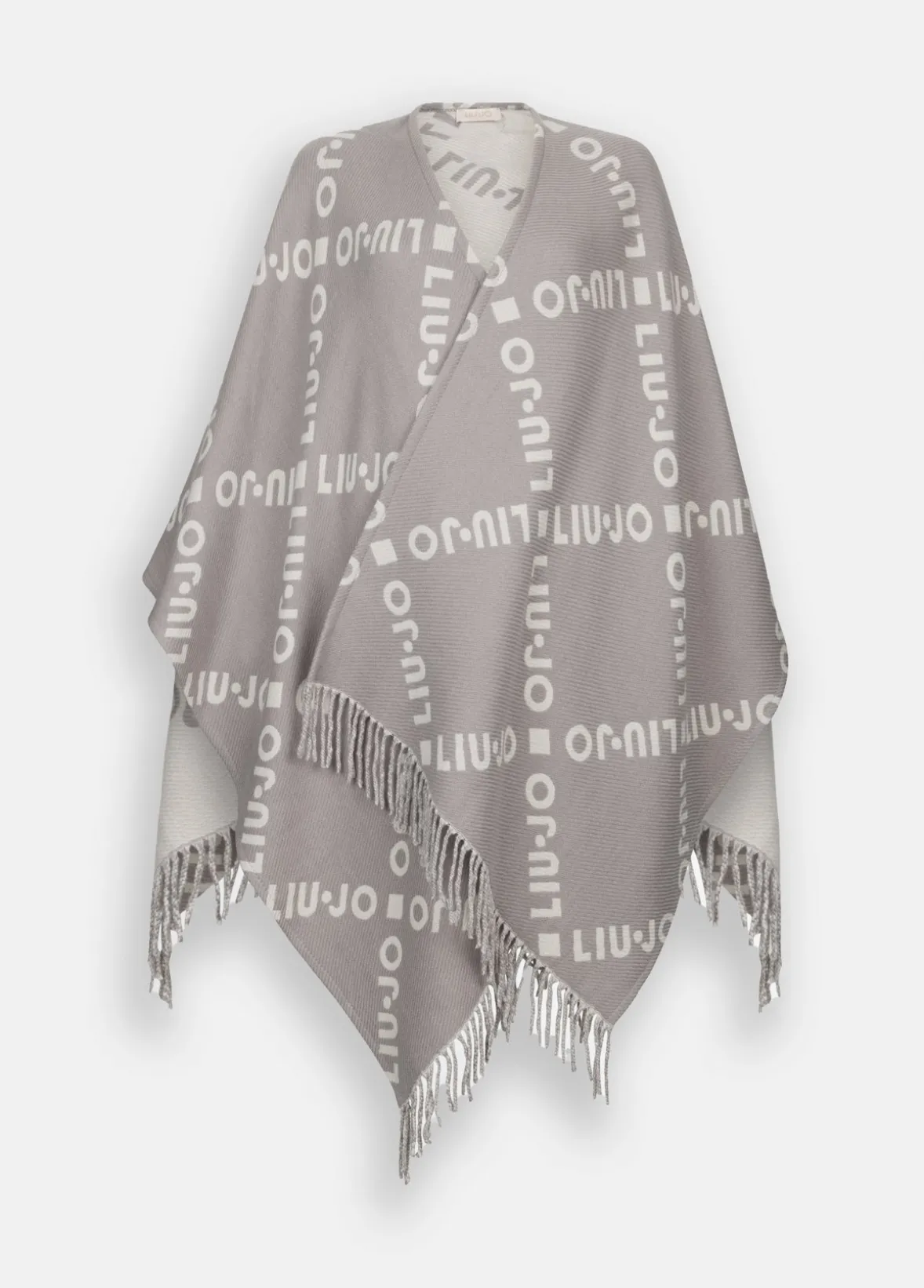 Poncho con logo e frange