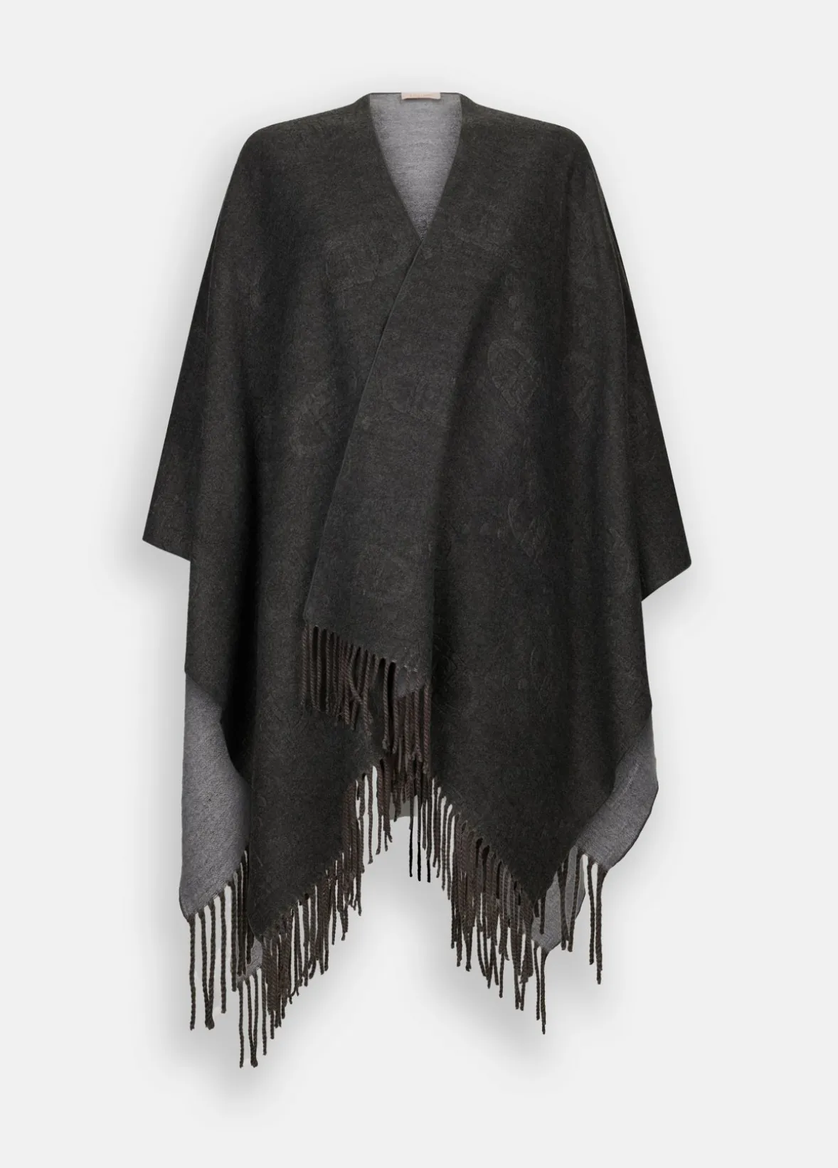 Poncho con logo e frange