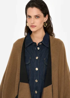Poncho con logo e frange