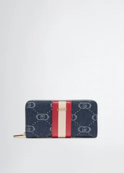 Portafoglio zip around jacquard