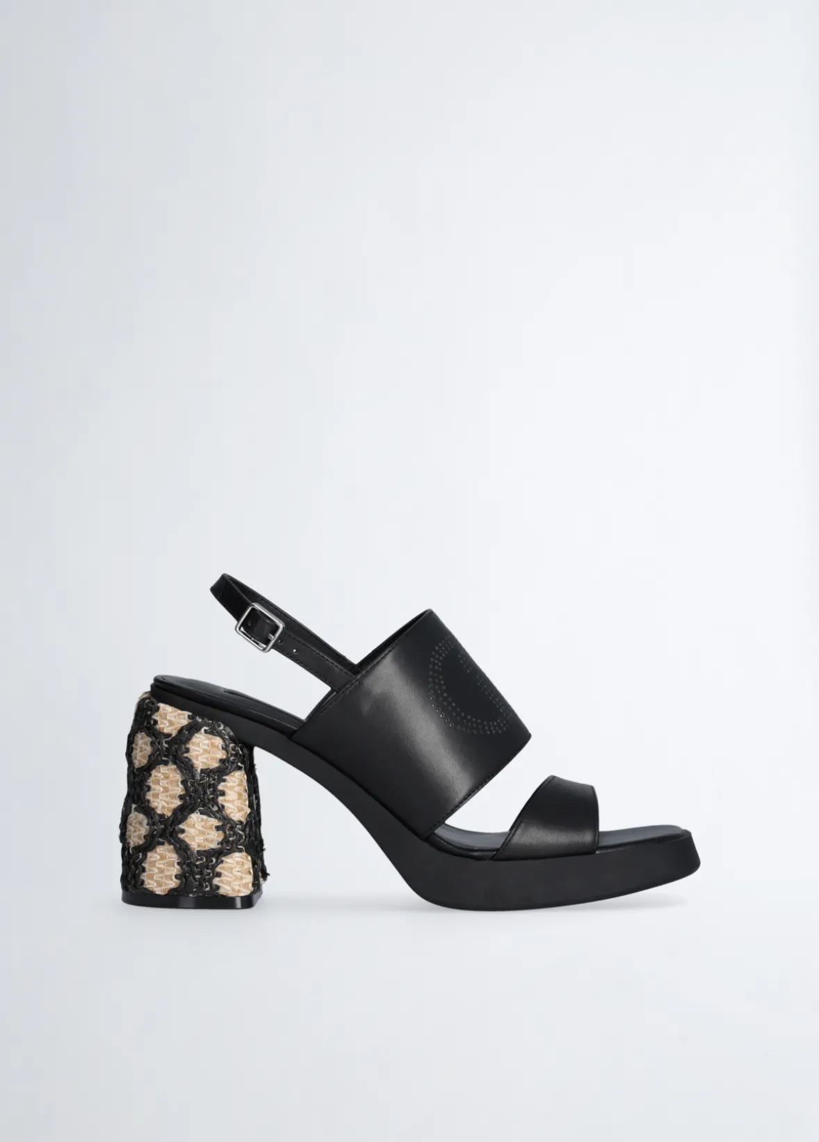Sandali con tacco in rafia