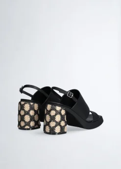 Sandali con tacco in rafia