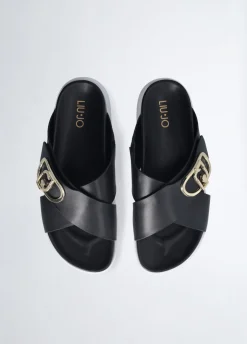 Sandali in pelle con logo