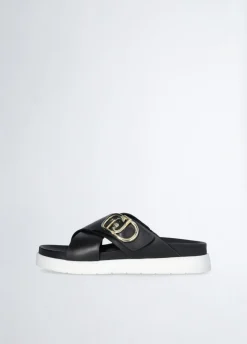 Sandali in pelle con logo