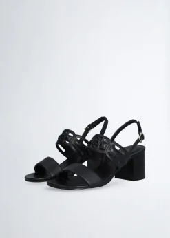 Sandali in pelle con tacco largo