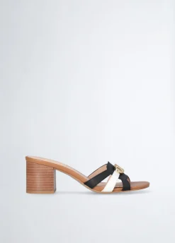 Sandali in pelle con tacco largo