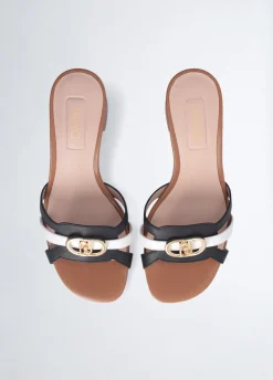 Sandali in pelle con tacco largo
