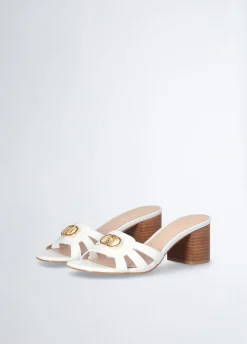 Sandali in pelle con tacco largo