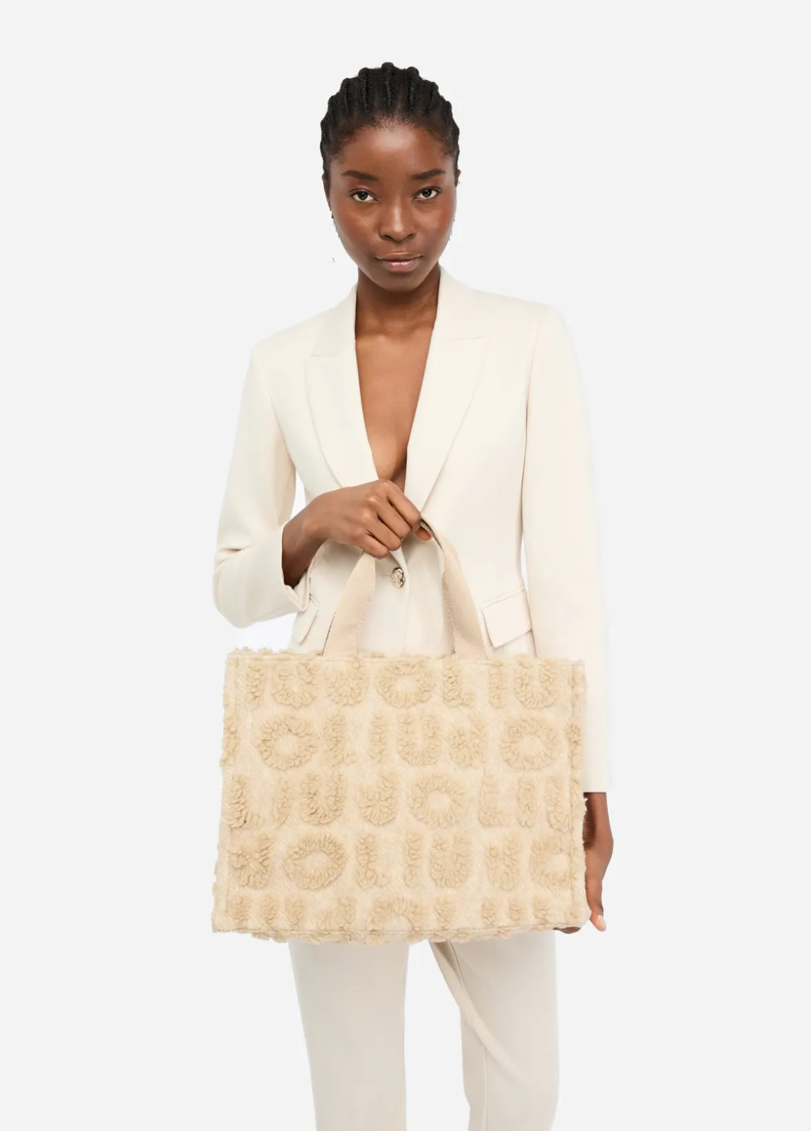 Shopping bag grande in misto lana
