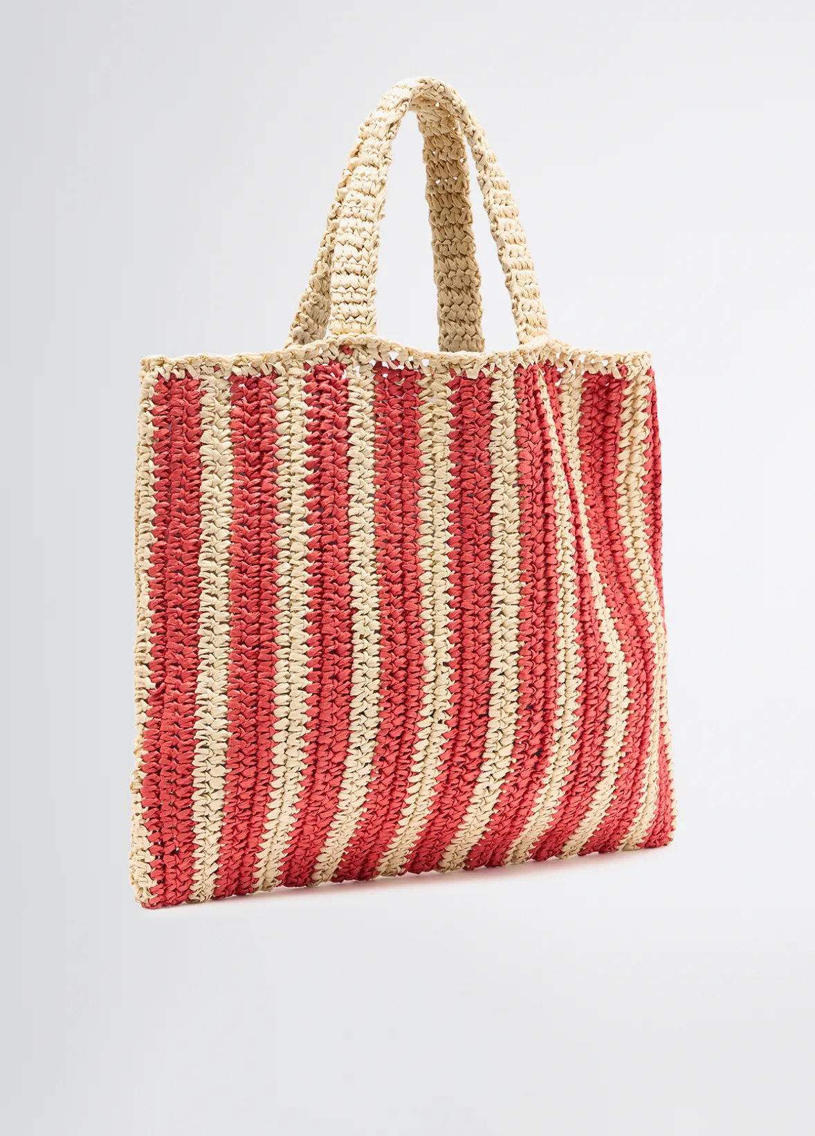 Shopping bag media in rafia a righe