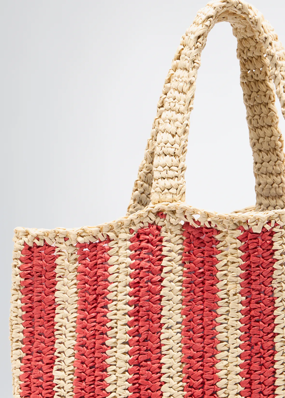 Shopping bag media in rafia a righe
