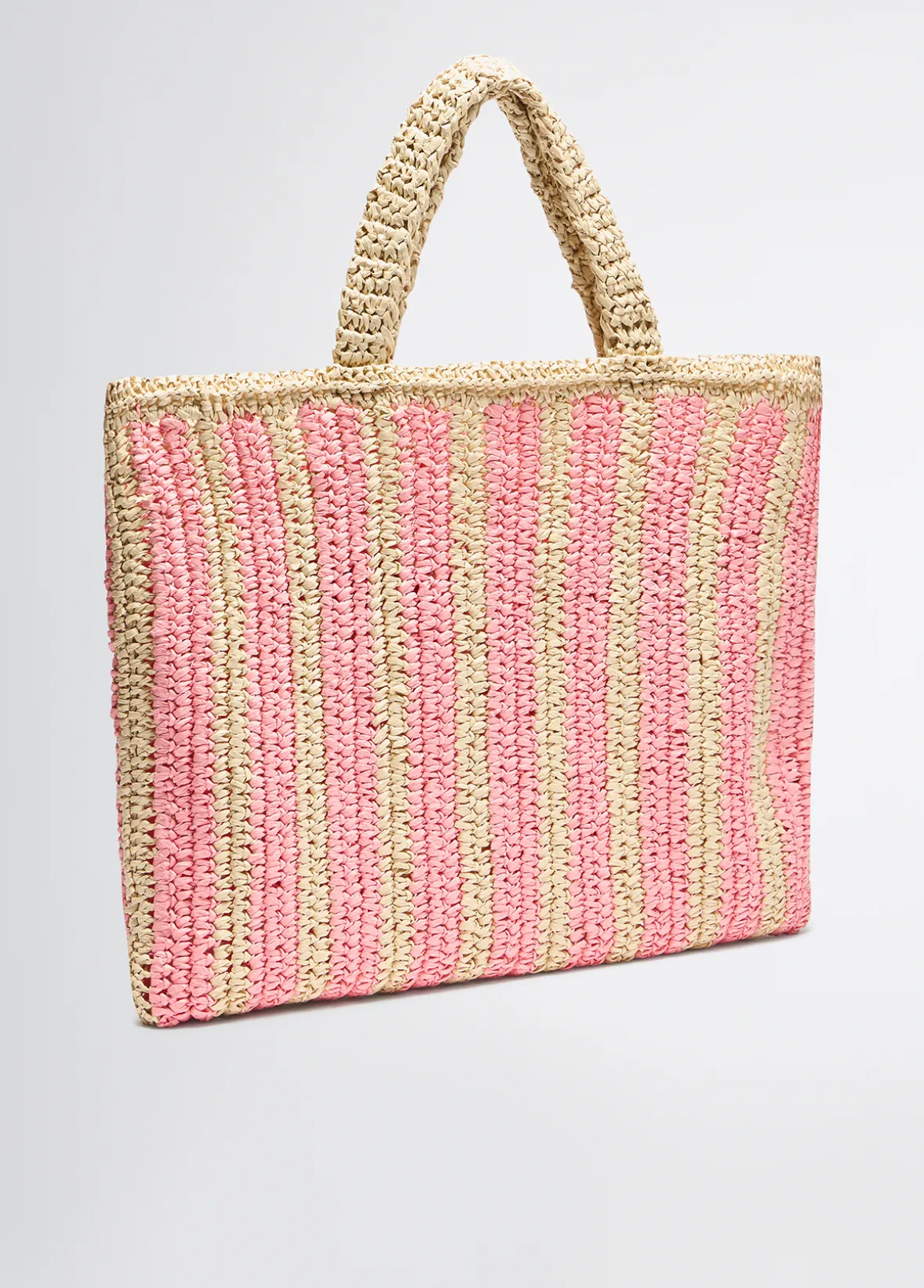 Shopping bag media in rafia a righe