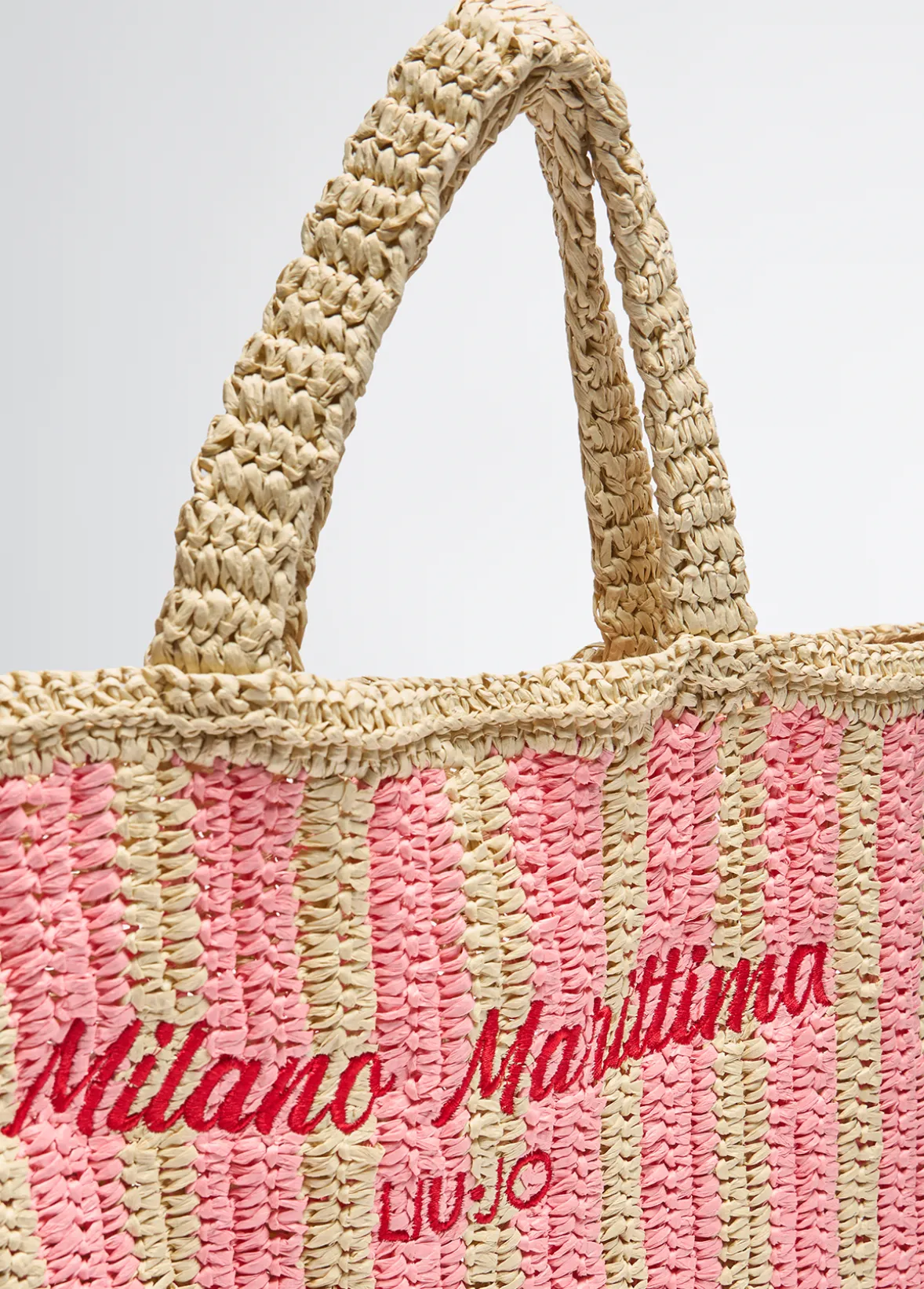 Shopping bag media in rafia a righe