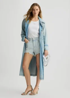 Short in denim con strass