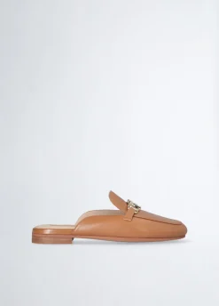 Slippers in pelle con logo