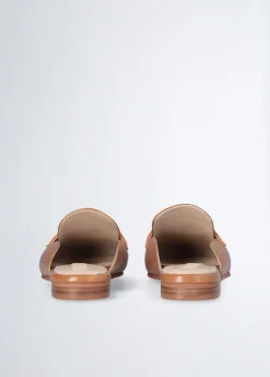 Slippers in pelle con logo