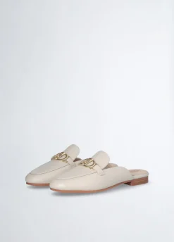 Slippers in pelle con logo