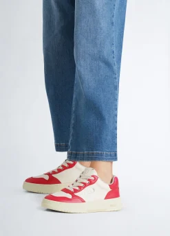Sneakers bicolor in pelle