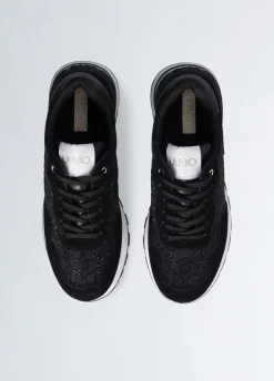 Sneakers con logo strass